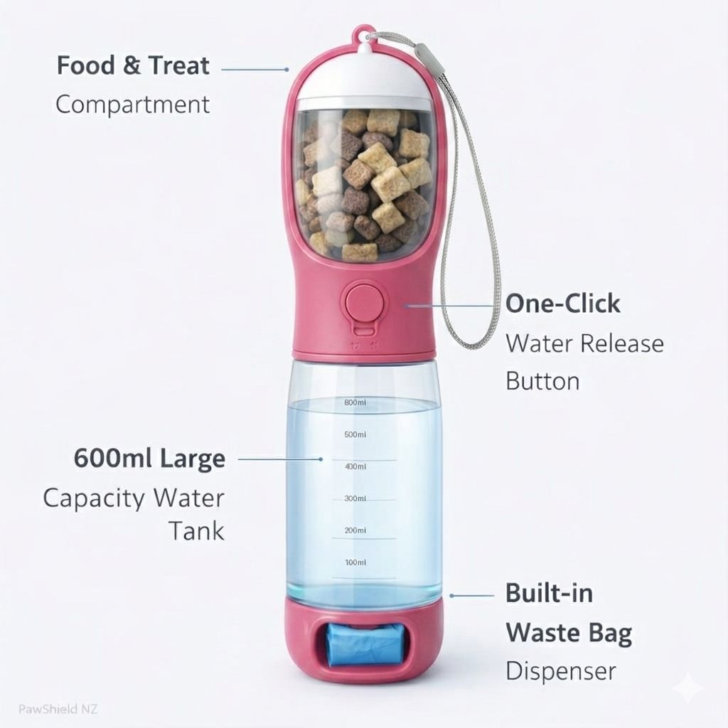 PawShield NZ™ 3 - in - 1 Portable Pet Water Bottle - PawShield NZ